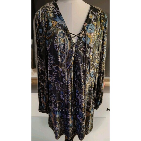 Free People Dress Size L Rain or Shine Floral  Pockets Flowy Baby Doll - Picture 2 of 8